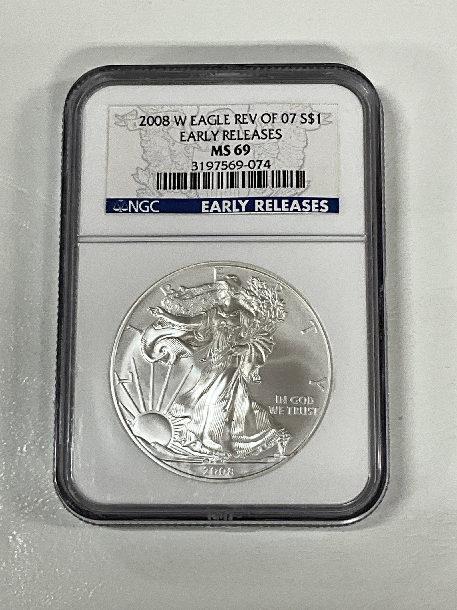 2008 W EAGLE REV OF 07 $1 MS69: EARLY RELEASES