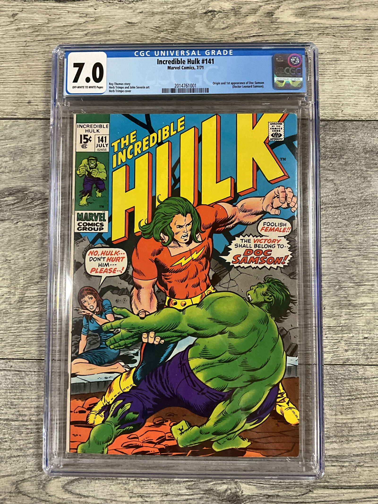 The Incredible Hulk #141.  CGC 7.0  Marvel comic (1 of 2)