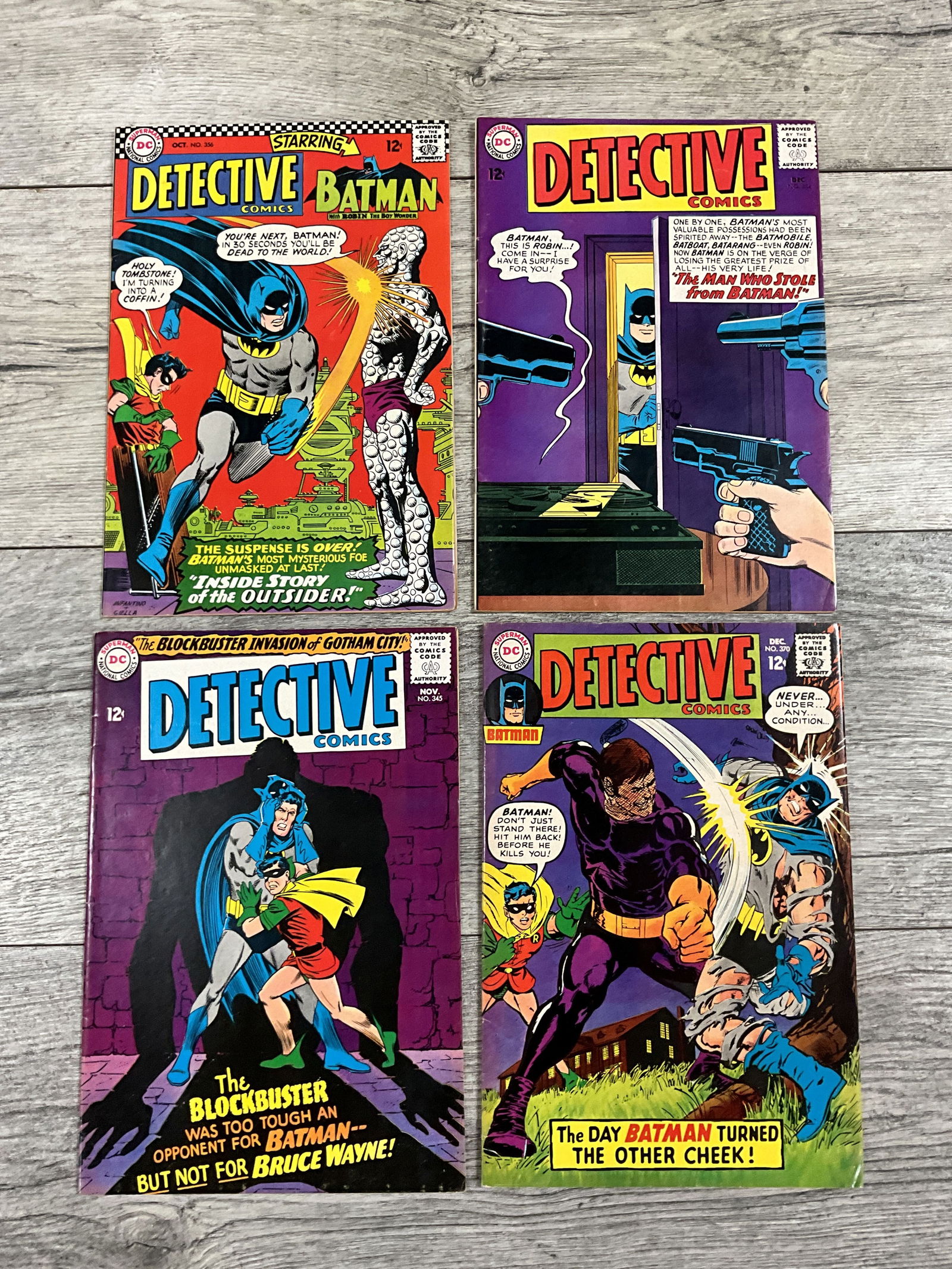 Four issues of Dective Comics, #'s 334, 345, 356, and 370.  DC comics (1 of 2)