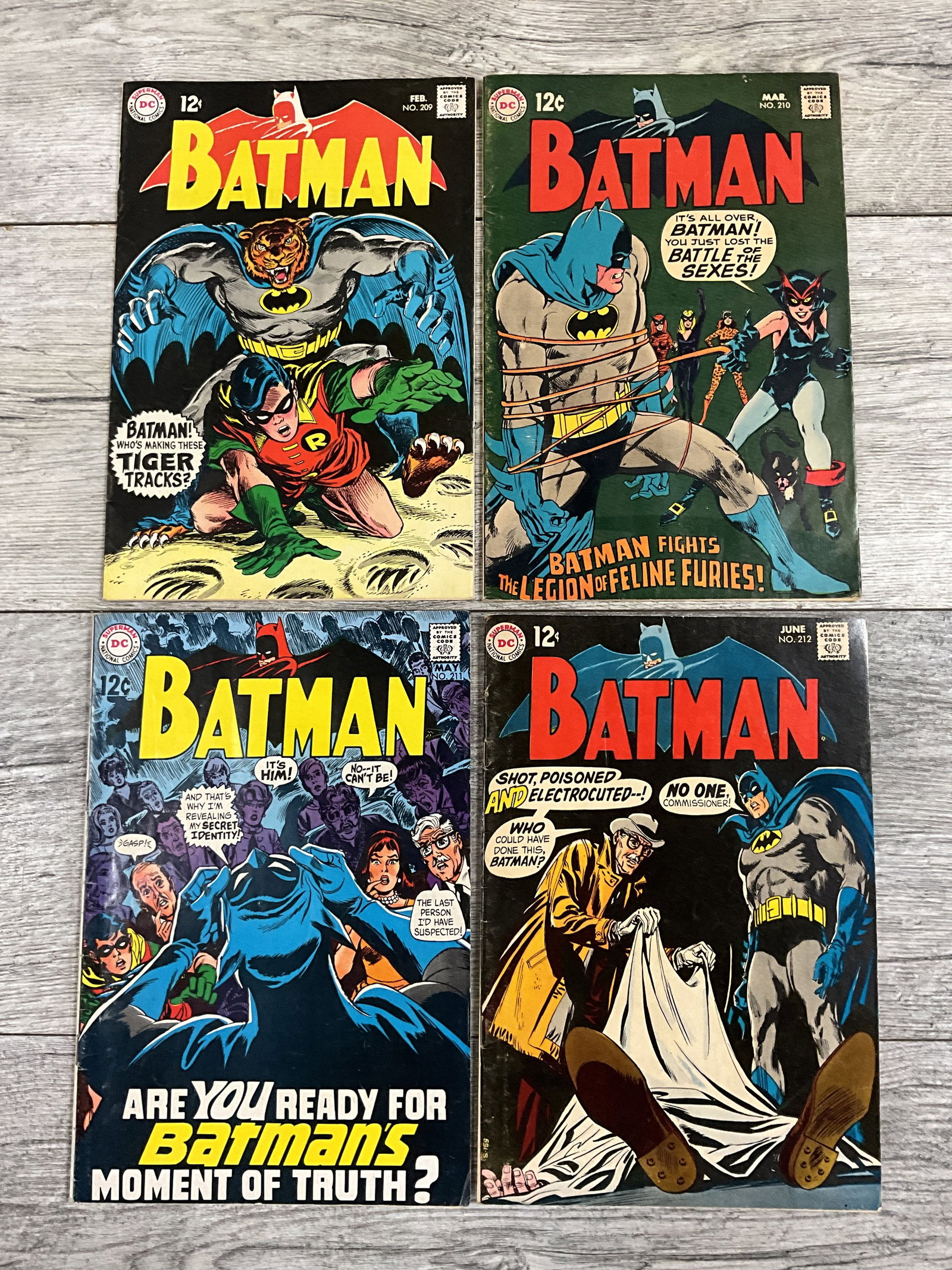 Four issues of Batman, #'s 209, 210, 211, and 212. DC comics: Four issues of Batman, #'s 209, 210, 211, and 212. DC comics