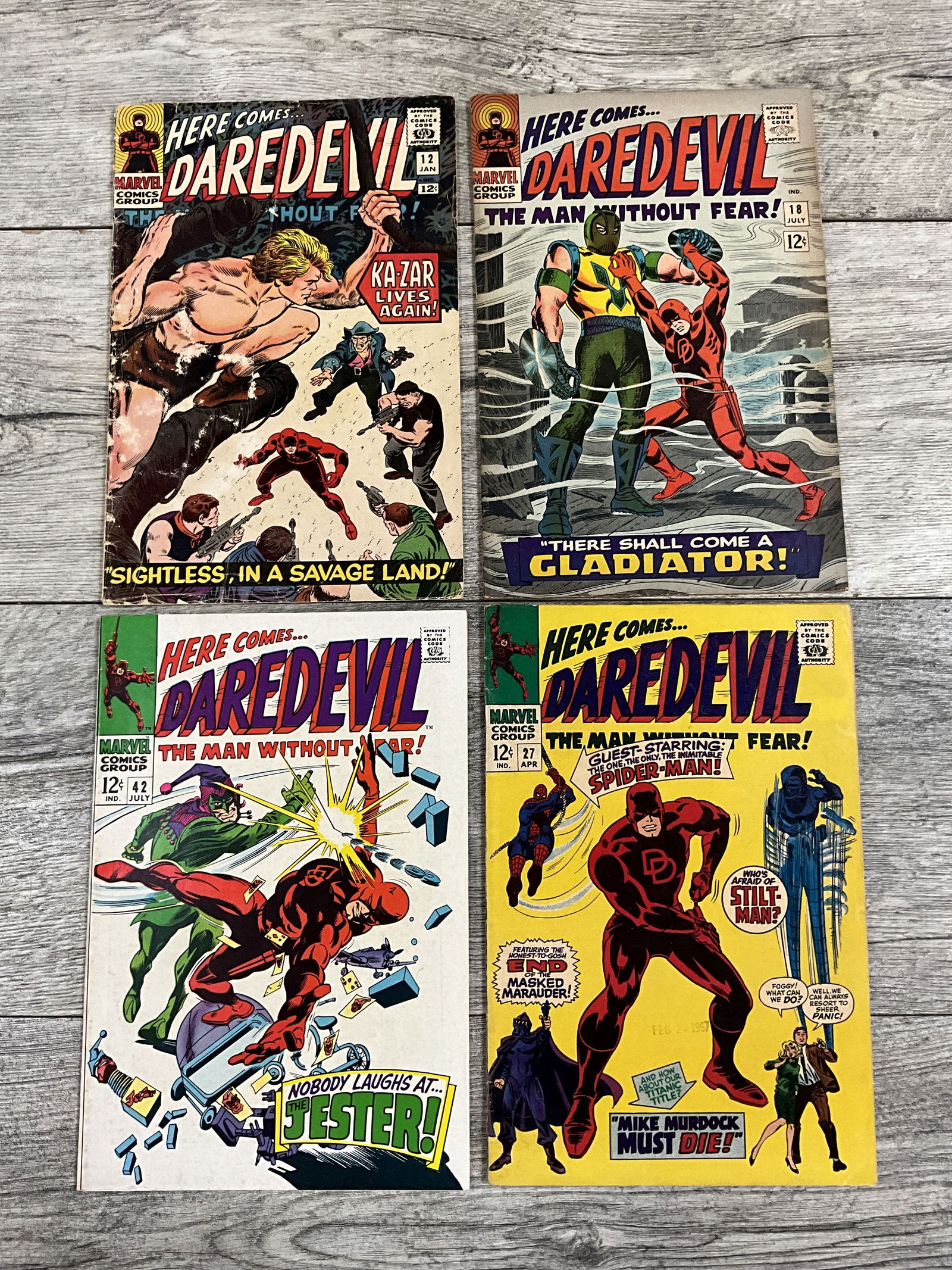 Four issues of Here Comes DareDevil, #'s 12, 18, 27, and 42 (1 of 2)