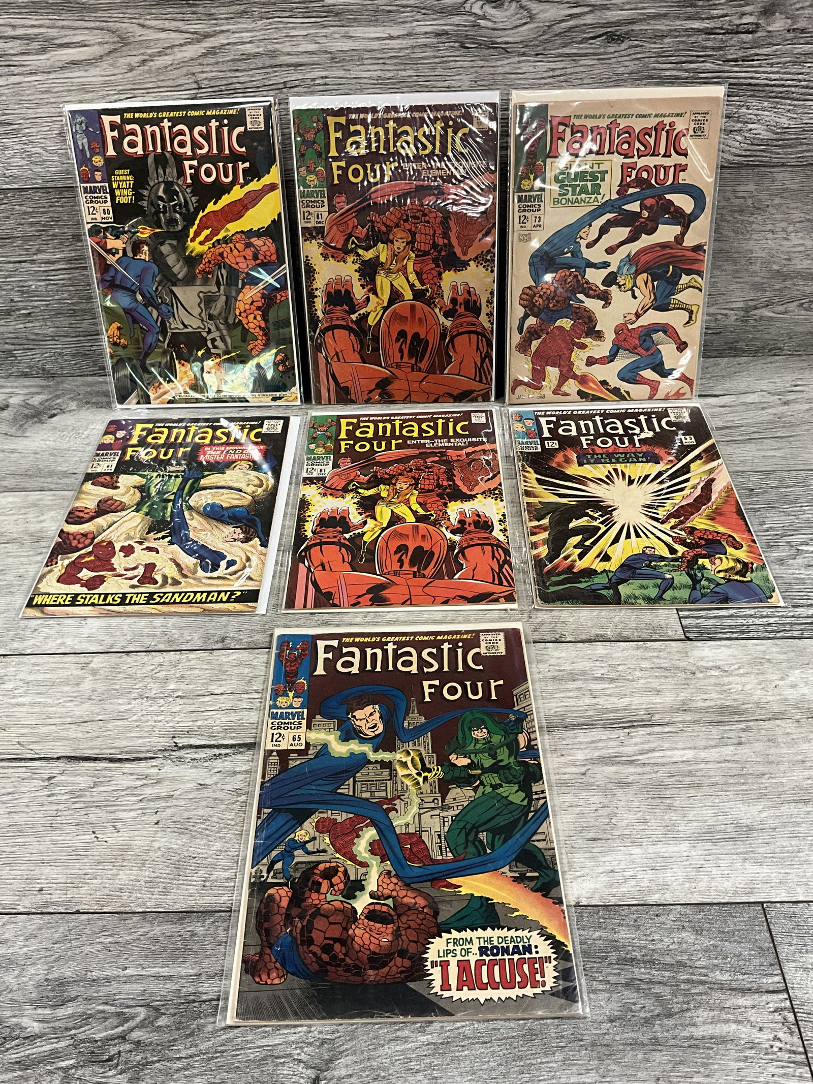 Seven issues of Fantastic Four twelve cent comics, #'s 65, 53, 81, 61, 73, 81, and 80.  Marvel (1 of 4)