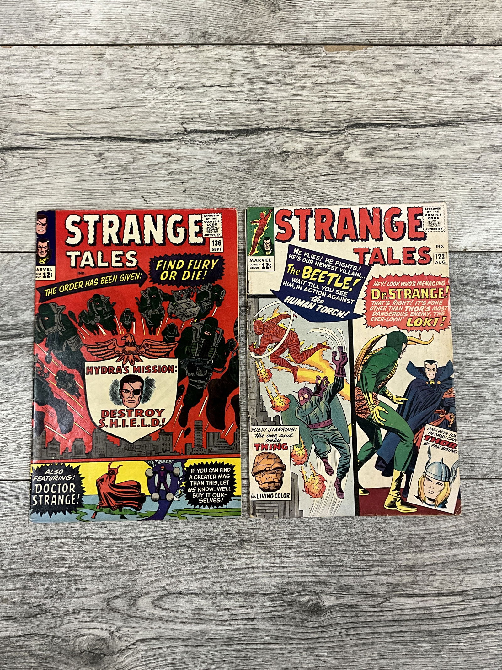Two Issues of Strange Tales, #'s 123 and 136.  Marvel comics (1 of 2)