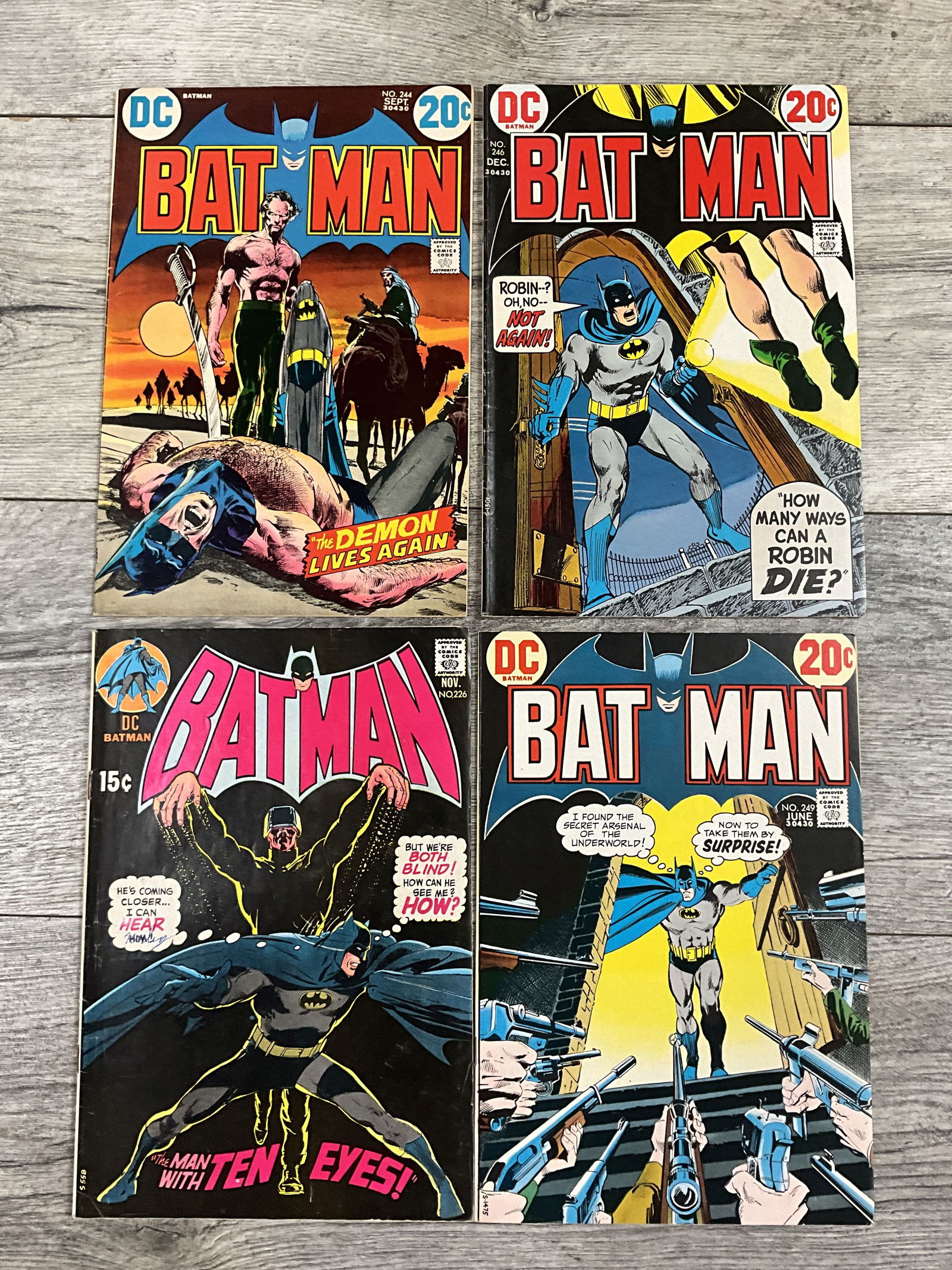 Four issues of Batman #'s 244, 246, 226, 249.  DC comics (1 of 2)