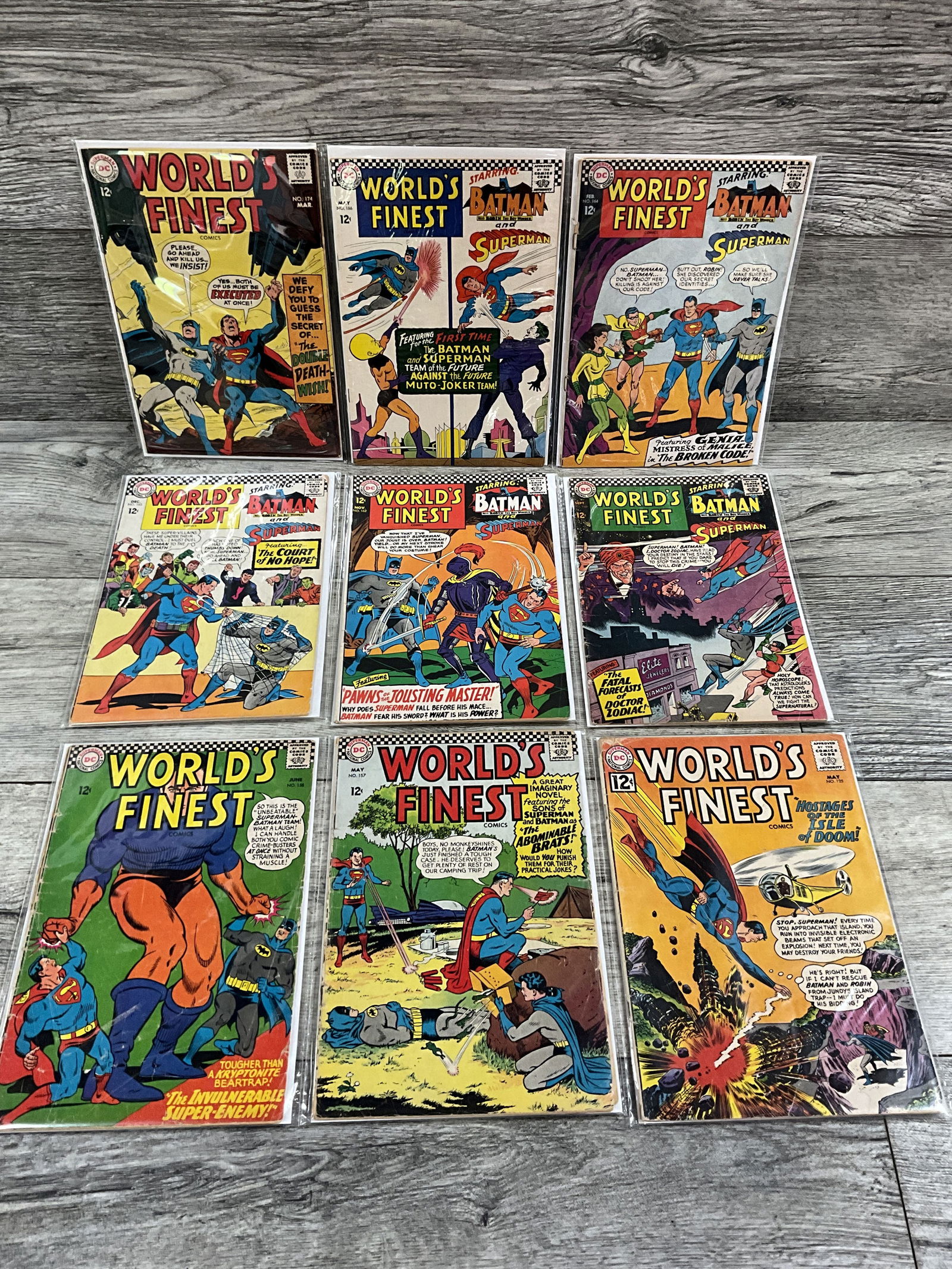 Nine issues of World's Finest 12 cent comics, #'s 125, 157, 158, 163, 162, 160, 164, 166, and 174. (1 of 4)