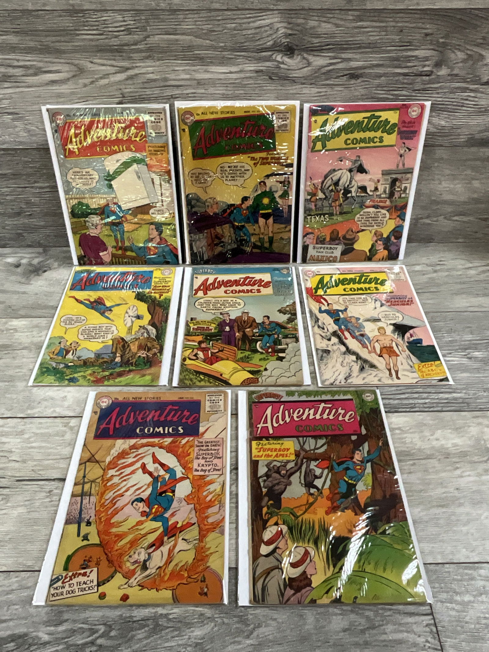 Eight issues of  10 cent Adventure Comics, #'s 200, 220, 208, 205, 223, 224, 218 and 209. DC comics (1 of 4)