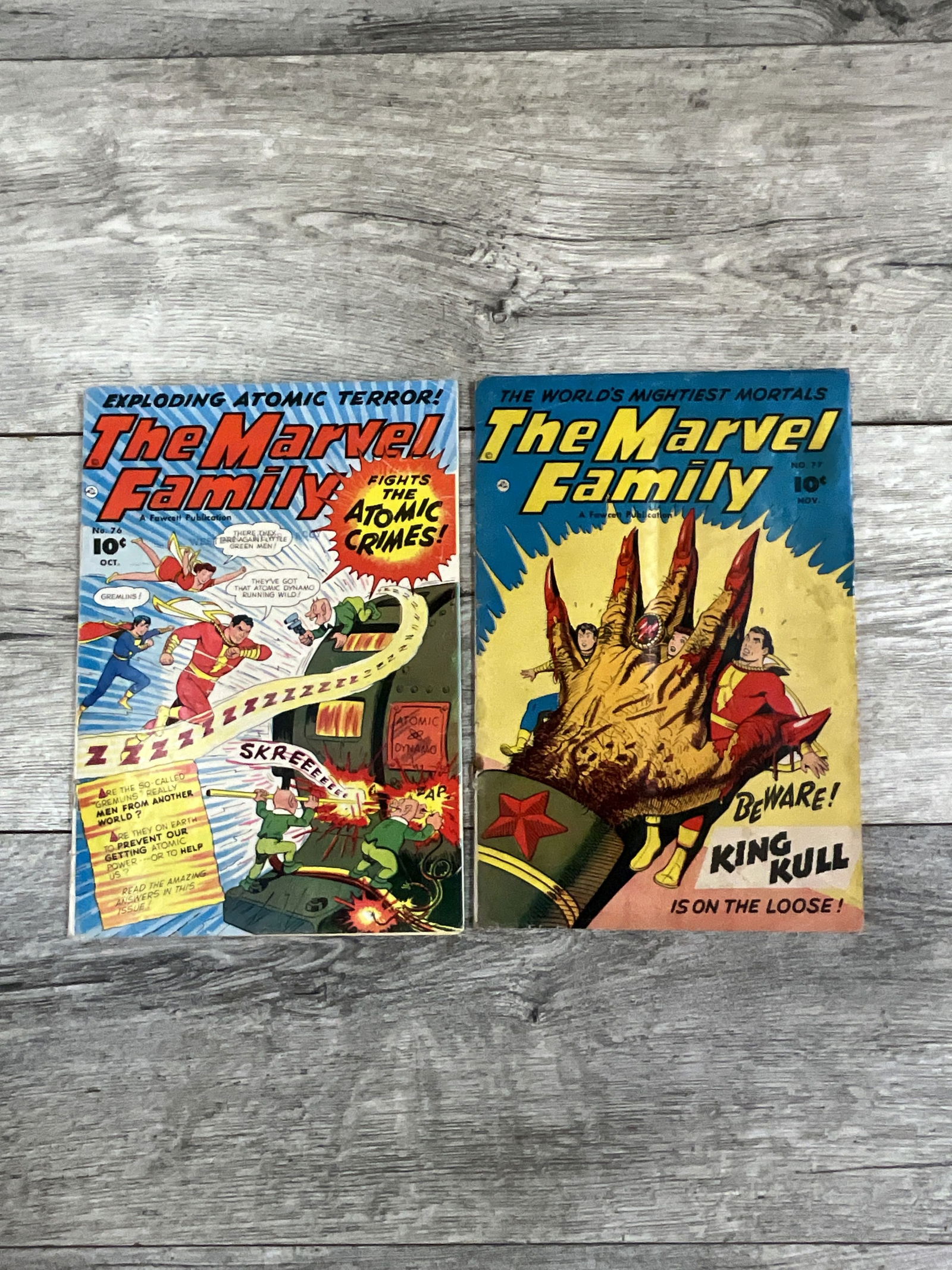 Two issues of The Marvel Family, #'s 76 and 77.  Fawcett Publications (1 of 2)