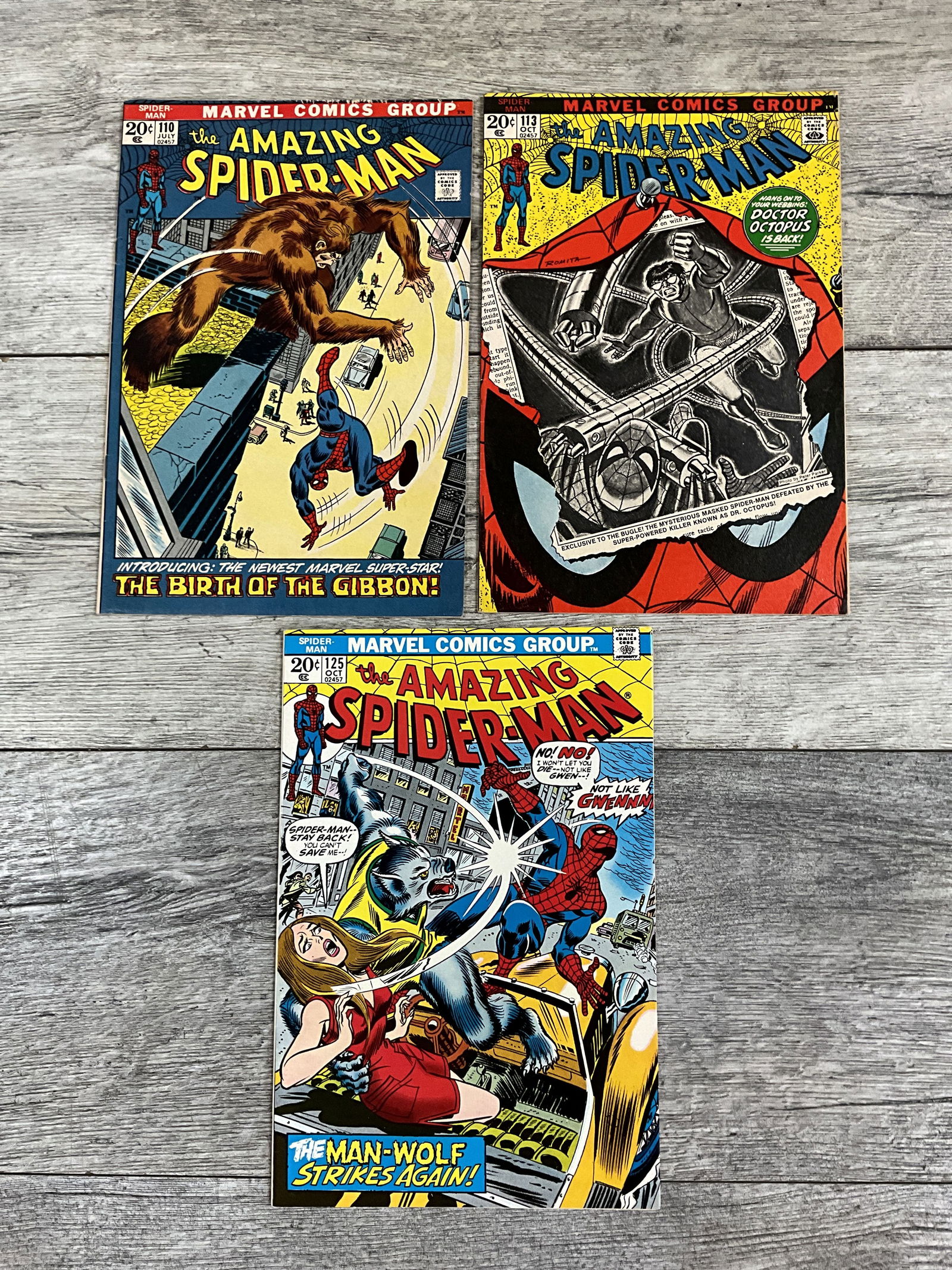 Three issues of The Amazing Spider-man, #'s 110, 113, and 125.  Marvel comics (1 of 2)