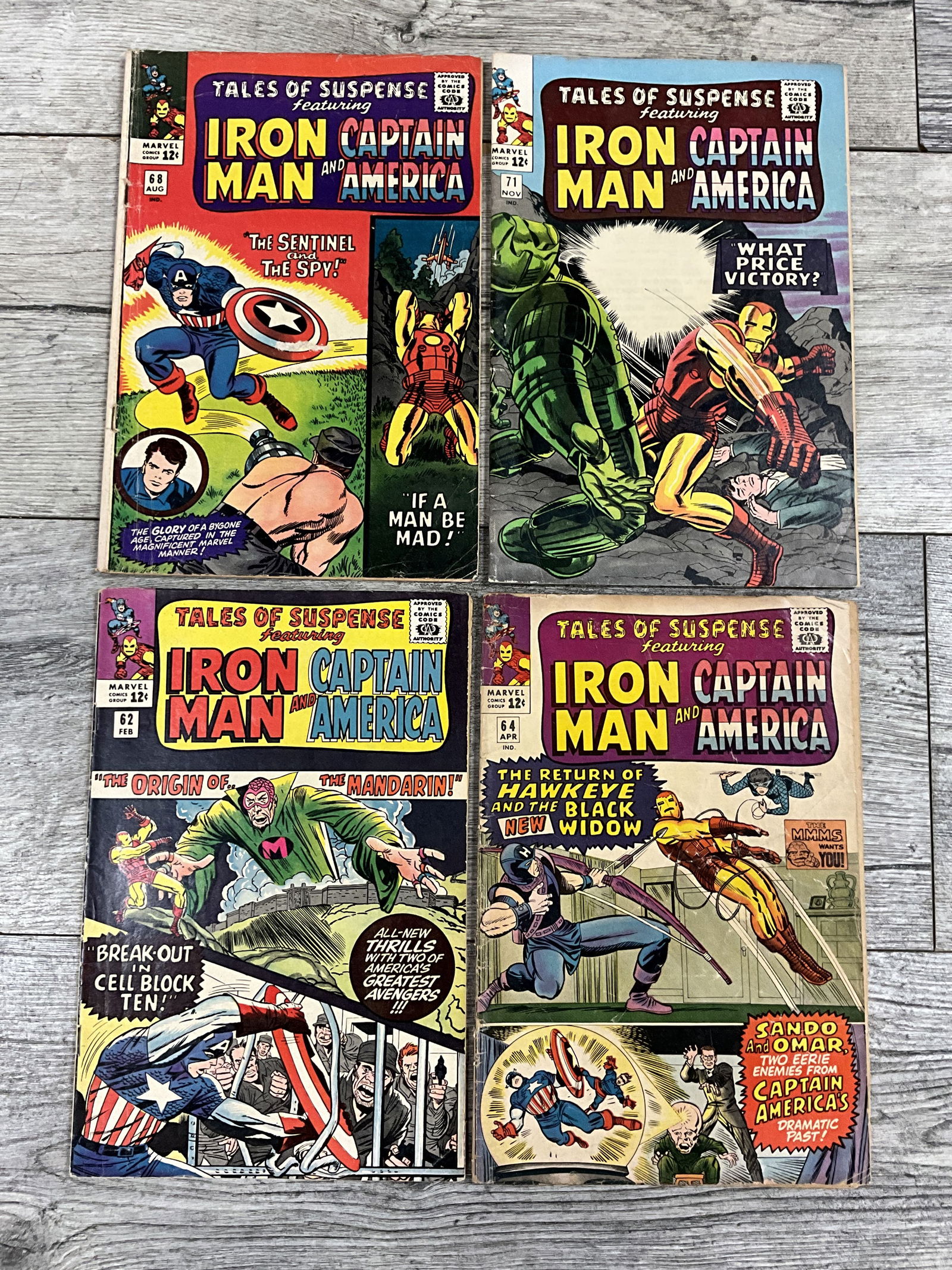 Four issues of Tales of Suspense #'s 62, 64, 68, and 71.  Twelve cent Marvel comics (1 of 2)