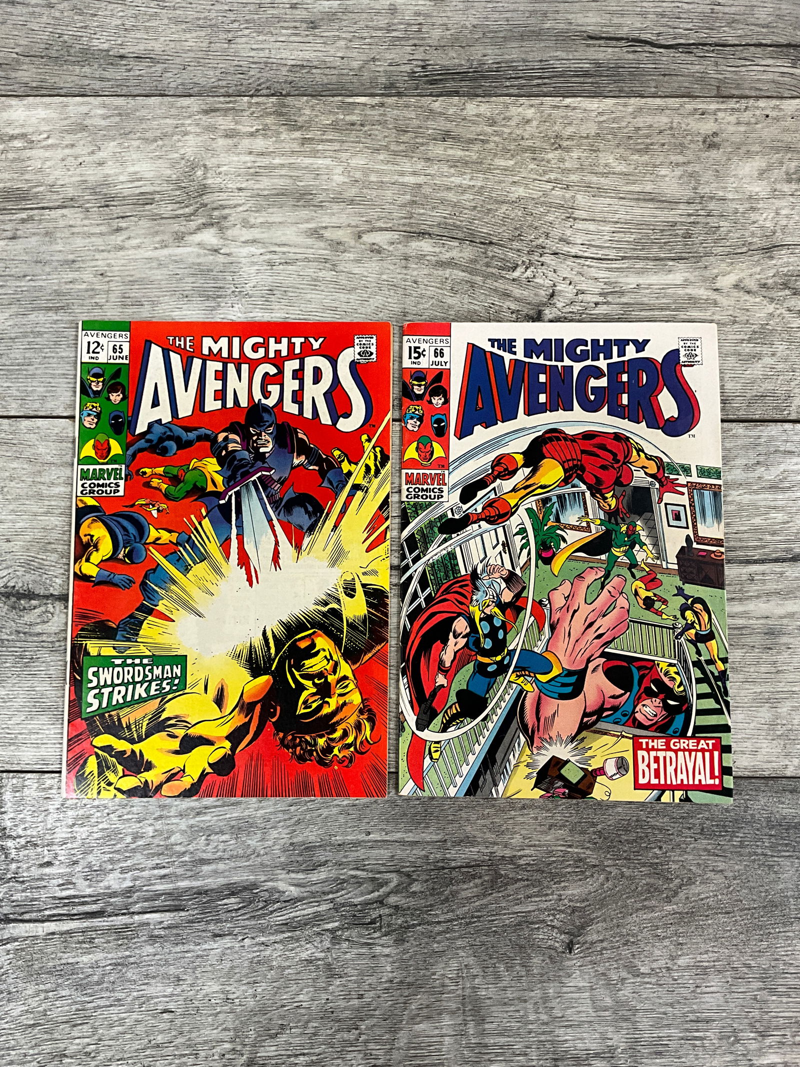 Two issues of the Mighty Avengers, #'s 65 and 66.  Twelve cent Marvel comics (1 of 2)