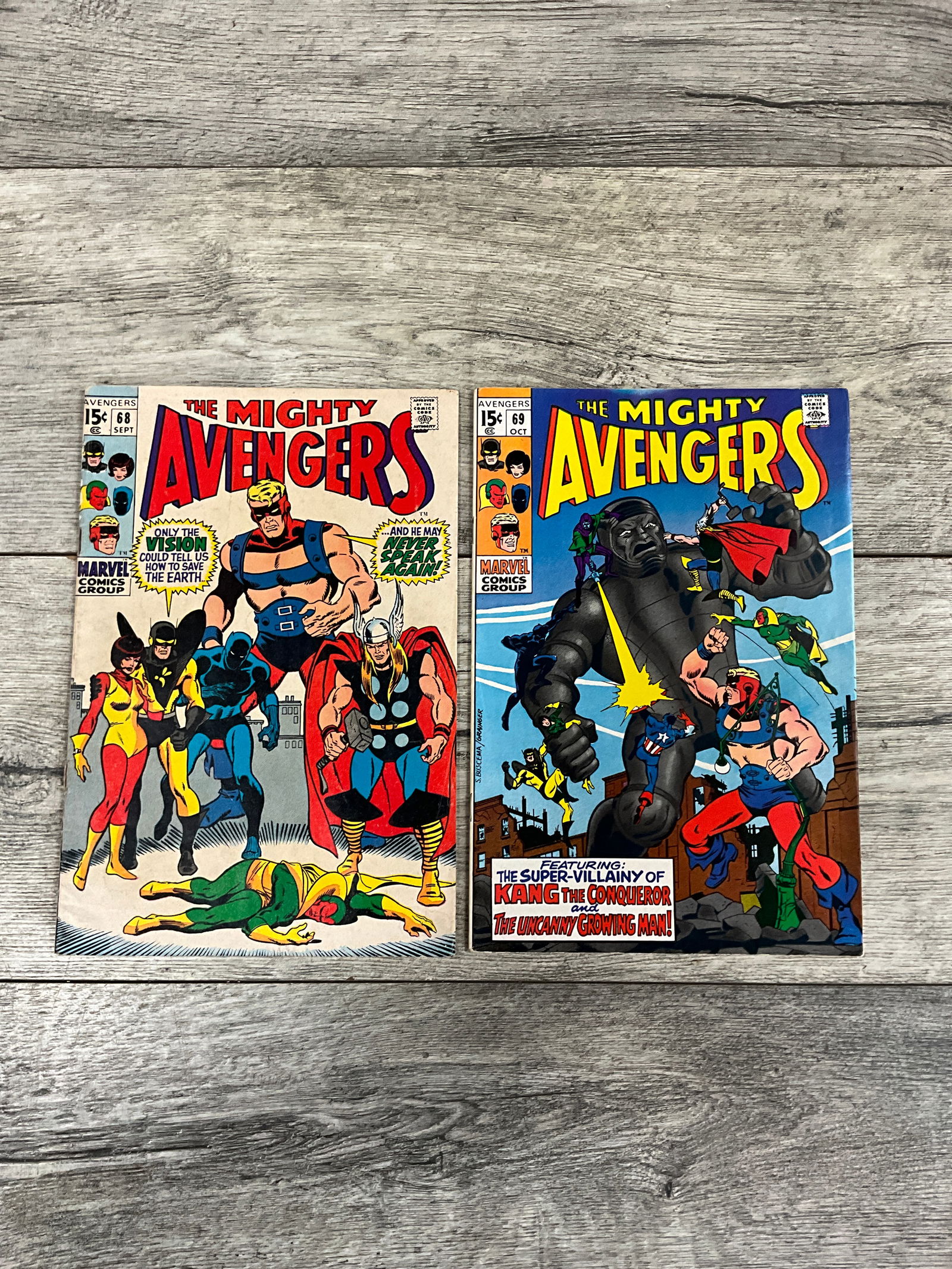 Two issues of The Mighty Avengers, #'s 68 and 69.  Fifteen cent Marvel comics (1 of 2)