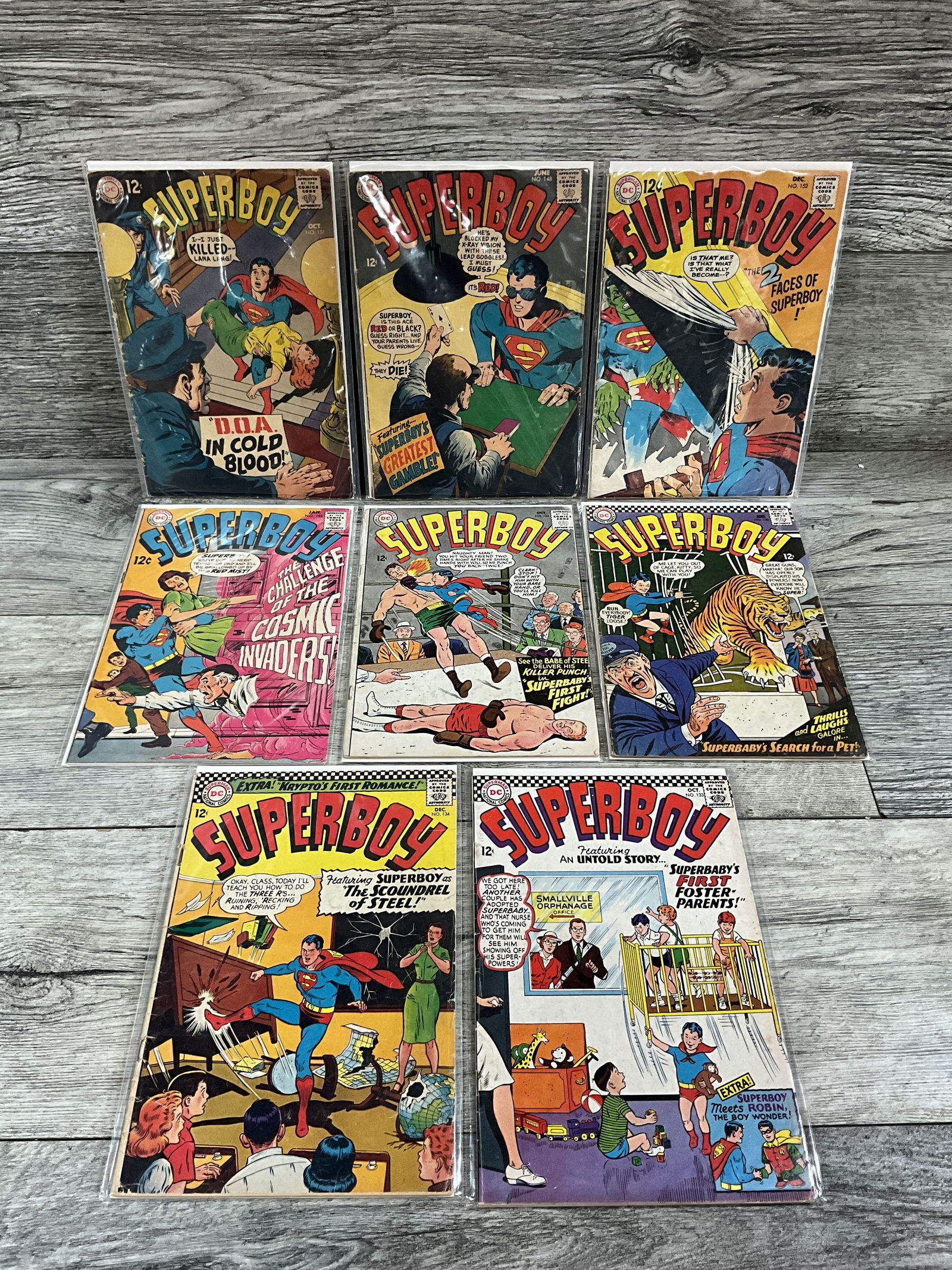 Eight issues of Super Boy, #' 124, 130, 133, 134, 148, 151, 152, and 153.  DC comics (1 of 2)