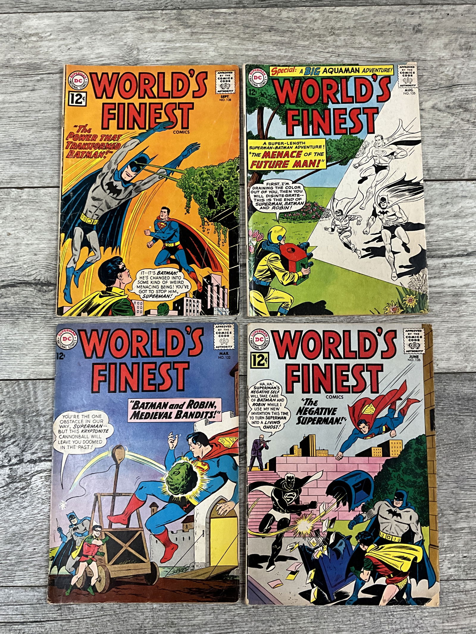 Four issues of The World's Finest, #'s 126, 128, 132, and 135.  Twelve cent DC comics (1 of 2)