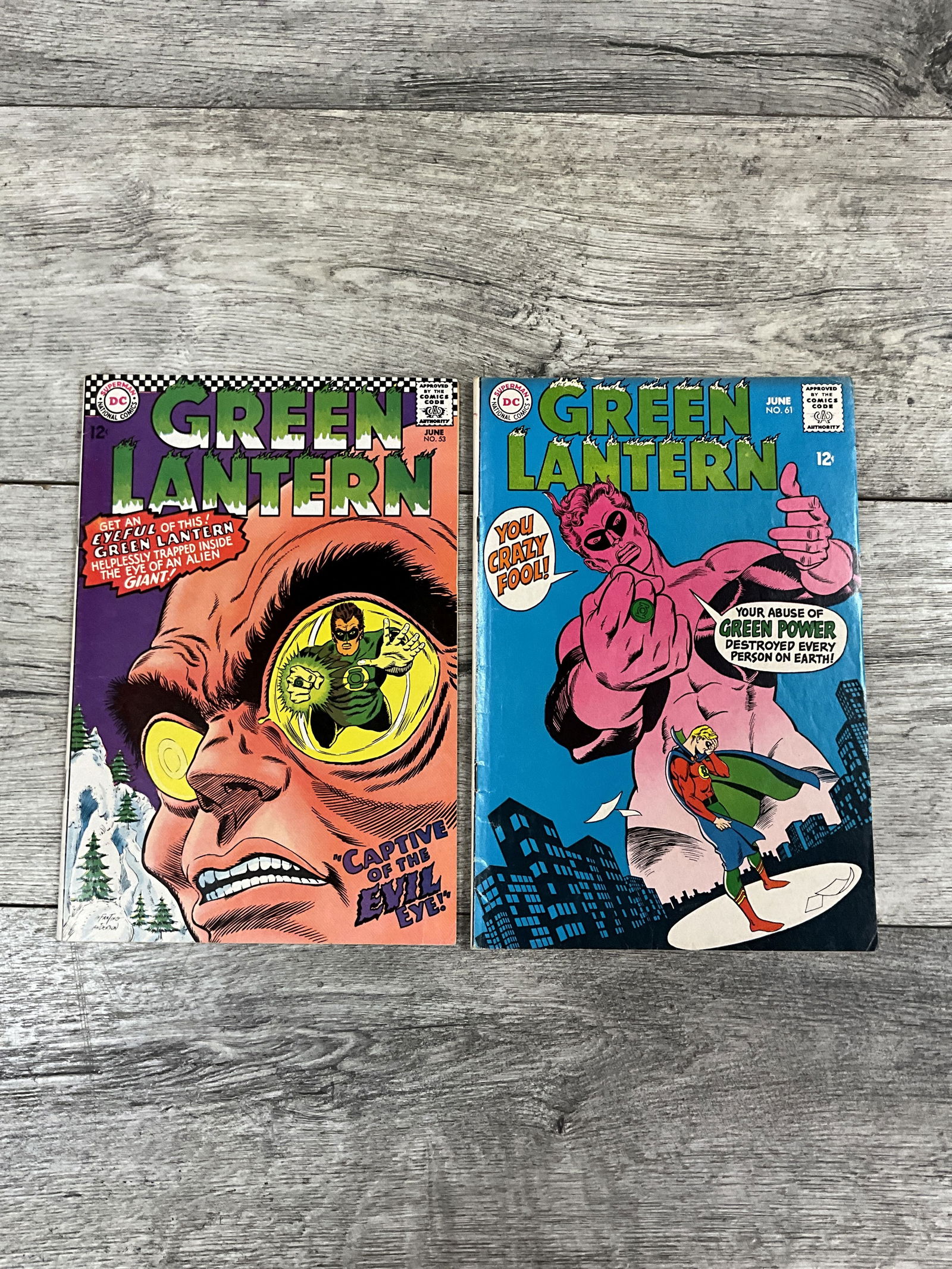 Two issues of The Green Lantern, #'s 53 and 61.  Twelve cent comics.  DC comics (1 of 2)