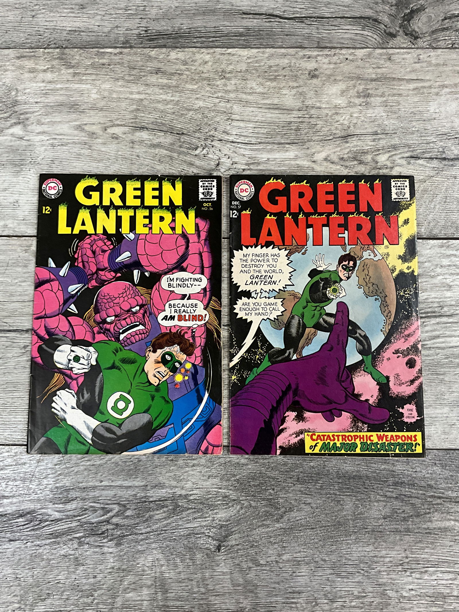 Two issues of The Green Lantern, #'s 56 and 57.  Twelve cent comics.  DC comics (1 of 2)