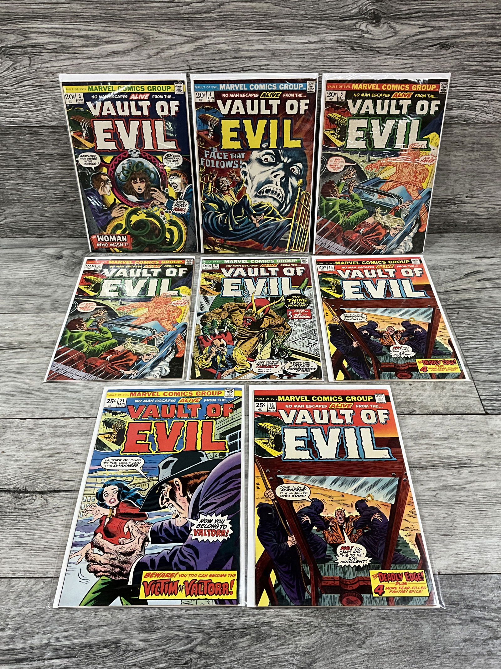 8 issues of Vault of evil #'s 3, 4, 5, 5, 6, 18, 18, 21. Marvel comics (1 of 2)