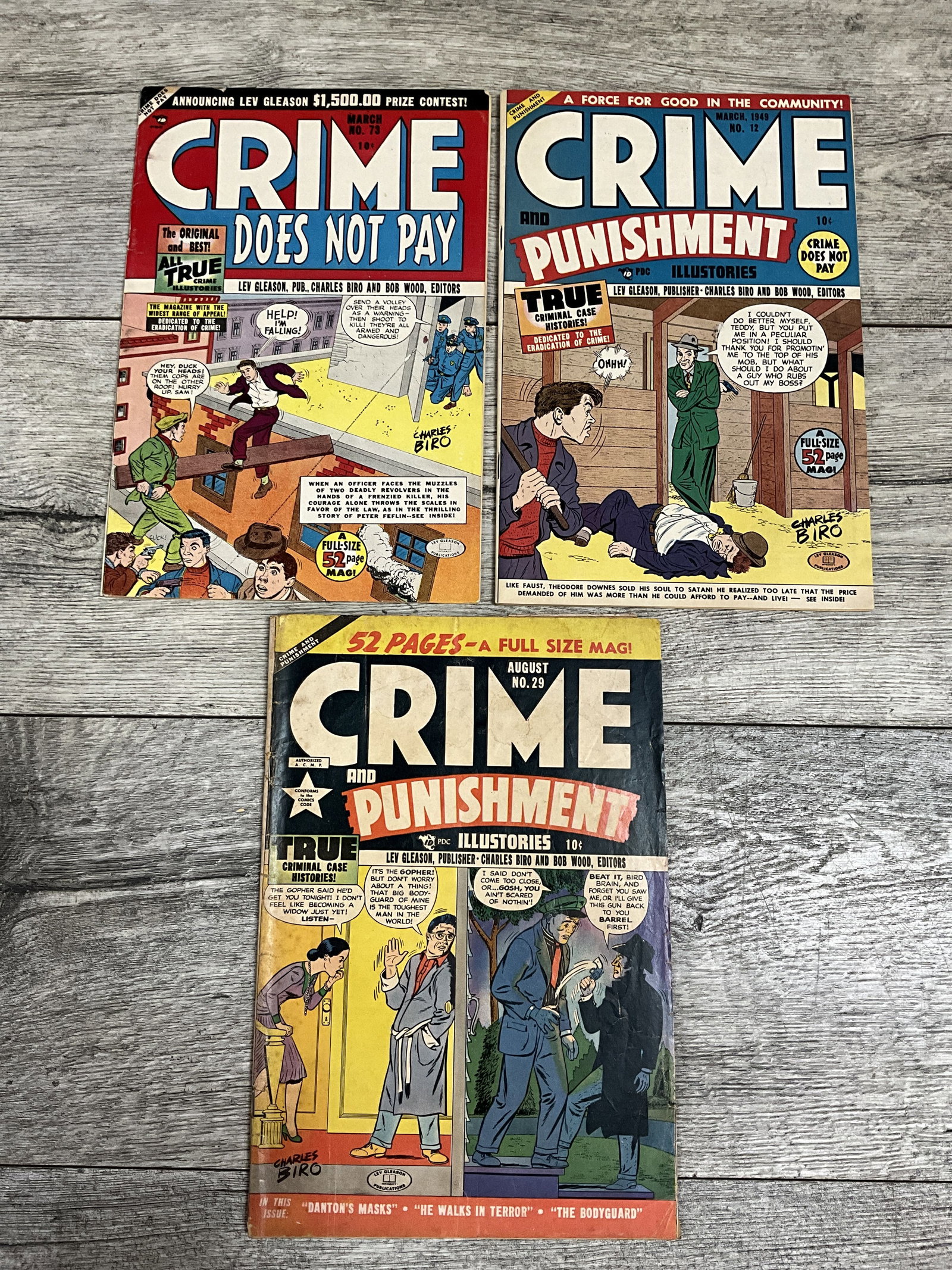 Crime Doesn't Pay, #'s 73, 12, and 9.  Ten cent comic (1 of 2)