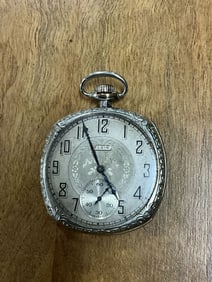 Elgin 7 Jewel, 12 size, White Gold Filled Pocket Watch