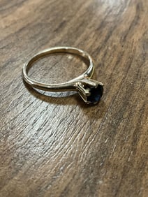 14K Yellow Gold Blue Sapphire Ring