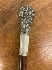 Silver and Mother of Pearl Walking Stick