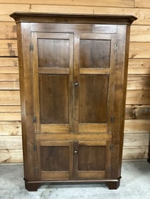 Walnut Primitive Blind Door Corner Cupboard