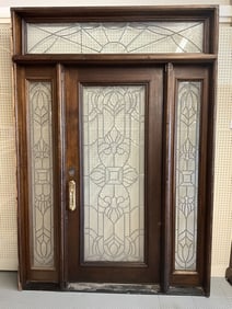 Solid Mahogony Entry Door With Side Lights And Transom