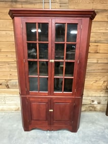 Immaculate Solid Cherry 16 Pane Corner Cupboard