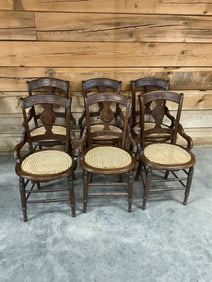 Lot of Six Walnut Cane Bottom Chairs