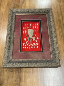Framed Lot of 46 +/- Arrowheads