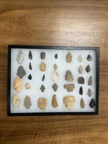 Framed Lot of 33 +/- Regional Artifacts