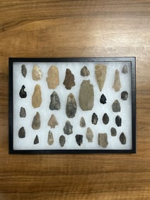 Framed Lot of 32 +/- Regional Artifacts