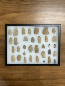 Framed Lot of 34 +/- Regional Artifacts