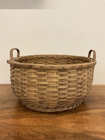 Large Antique Double Handled Gathering Basket