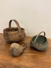 Lot of Three Antique Egg Baskets