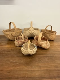 Lot of Six Hand Woven Baskets