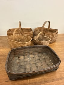 Lot Of Five Antique Woven Baskets