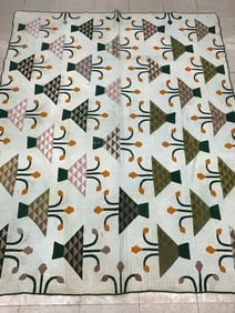 Antique Hand Pieced Vintage Flower Basket Quilt