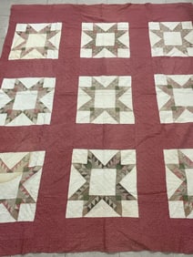 Antique Hand Pieced Star Pattern Quilt