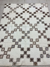 Antique Hand Pieced Postage Stamp Chain Quilt