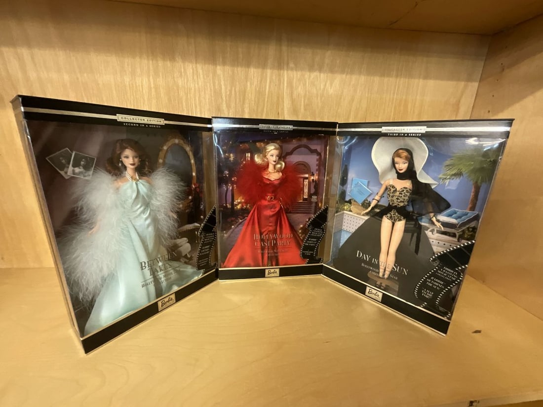 Lot of Three Hollywood Movie Star Collection Barbies: Day in The Sun, Hollywood Cast Party, and Between Takes.