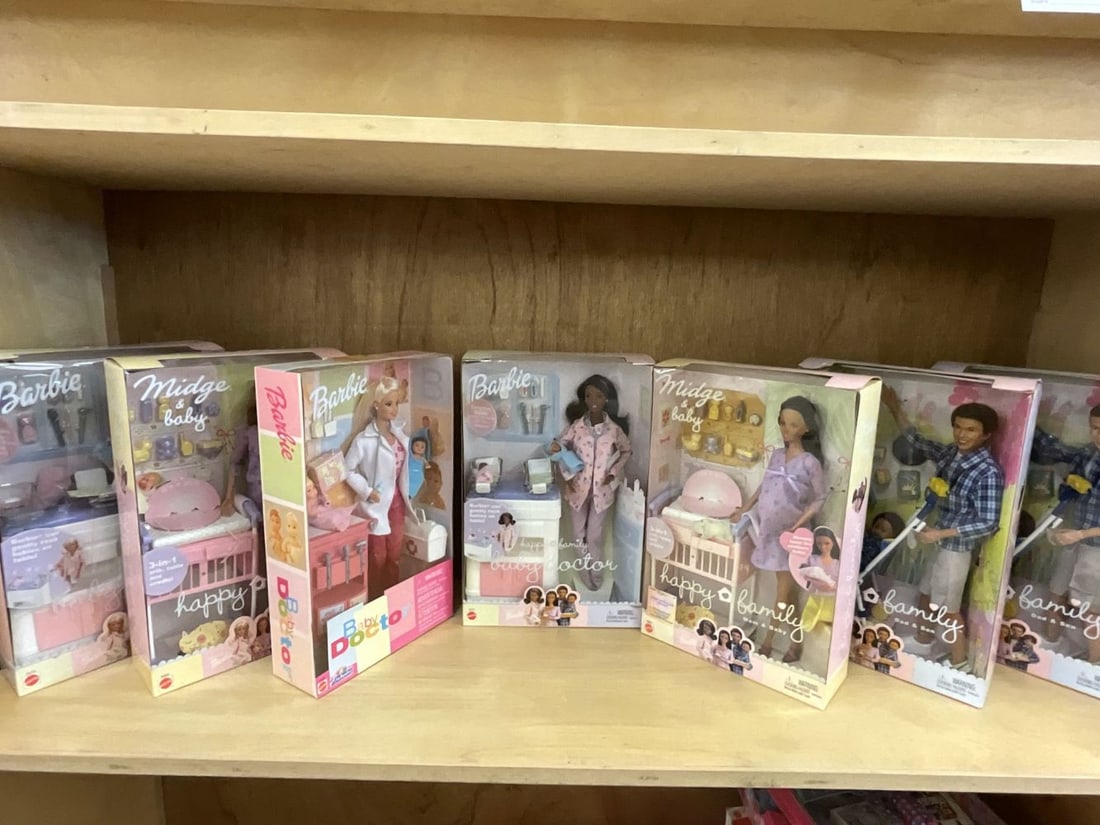 Lot of Seven Barbie Dolls: Happy Family, Baby Doctor and more