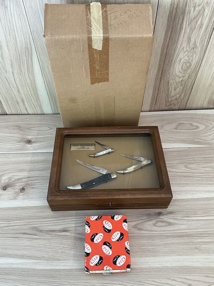 Set of 3 Case XX Limited Edition Texas Toothpick Knives: All new with presentation box and original box