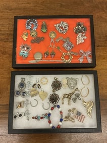 2 Trays of Vintage Costume Jewelry