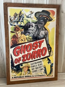 RARE "Lost Ghost of Zoro" Movie Poster Signed by  Clayton Moore