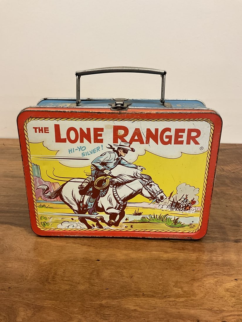 Lone Ranger Lunch Box. Original 1950's ADCO Blue Band: No Thermos