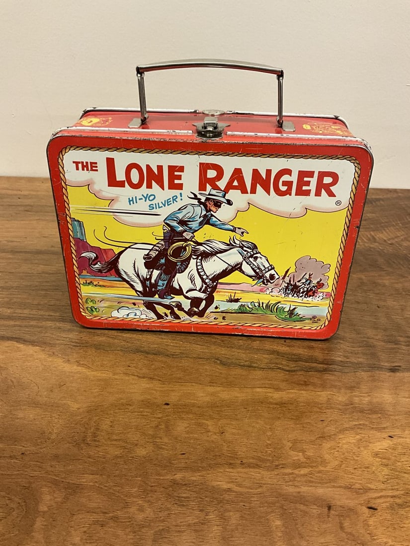 Lone Ranger Lunchbox. Original 1950's ADCO Red Band: No Thermos