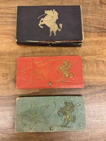 Lot of 3 Vintage (1940's)  Lone Ranger Pencil Cases With Contents