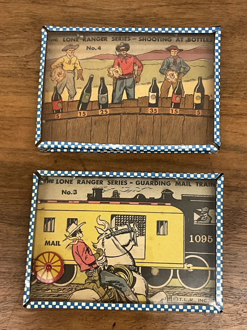 Lot of 2 Vintage Lone Ranger Dexterity Games: The Lone Ranger series- Shooting at Bottles, and Guarding the Mail Train