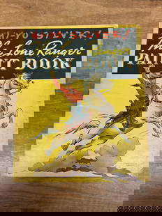 Hi-Yo Silver The Lone Ranger Paint Book: 1938 Whitman #621. 32 pages, drawings by Ted Horn. This book has 2 pages colored, others untouched. 11" x 13.5"