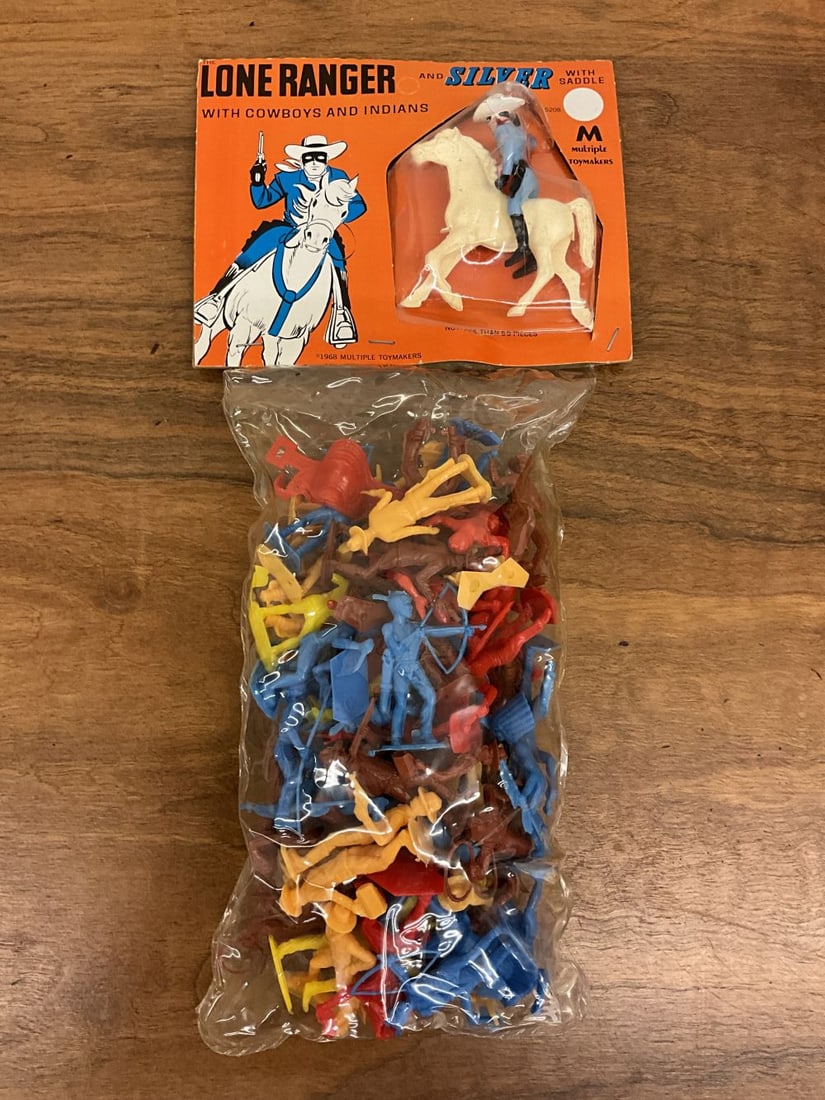 The Lone Ranger and Silver with Cowboys and Indians: 1968 Wrather Corp, unopened